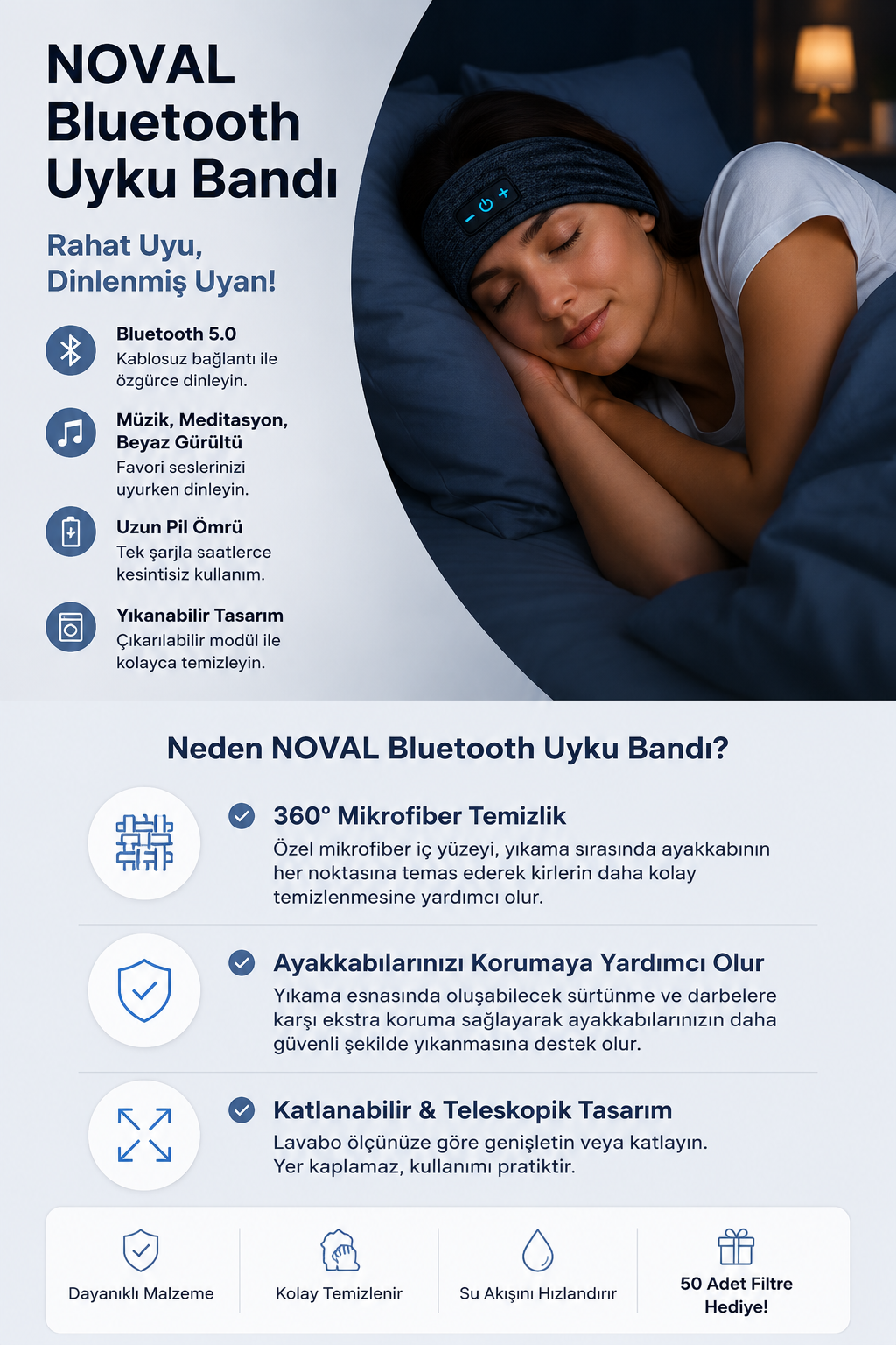 NOVAL Bluetoothlu Uyku Bandı